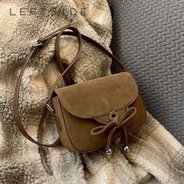 LEFTSIDE Soft Suede Crossbody Bag for Women Winter Korean Fashion Flap Bag Female Small Simple Handbags and Purses 240516