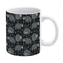 Mugs Raccoons! Design 42 / 365 Days Of White Mug 11 Oz Funny Ceramic Coffee/Tea/Cocoa Unique Gift Raccoon Repeat Pattern R