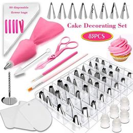 Baking Tools 83PCS Pink Cake Turntable Set Multifunction Decorating Kit Pastry Tube Fondant Tool Party Kitchen Dessert