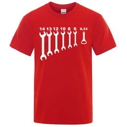 Men's T-Shirts Vintage Screw Wrench Opener Mechanic T-Shirts Men Car Fix Enginr Cotton T Short Slve Funny T Shirts Top T Mens Clothes T240515