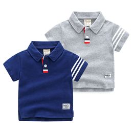 Summer Boys Active T-Shirts Cotton Toddler Kids Polo Tops Tees Quality Children's Clothes L2405 L2405