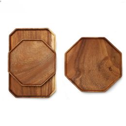 Decorative Figurines Original Design Chinese Hanging Octagonal Wood Tray Acacia Tea Snack Dim Sum Plate