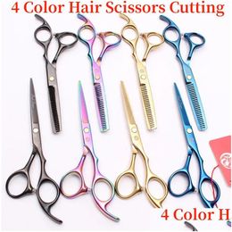 Hair Scissors Selling 5.5 Inch 4 Colros Cutting / Thinning Blue/Balck /Rainbow/Gold With Box Good Quality Drop Delivery Products Care Dhhgt