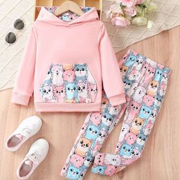 Girls Clothing 2024 Spring Autumn Sport Suits for Kids Cartoon Hoody+pants Clothes Sets Toddler Tracksuit Baby Outfits L2405