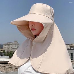 Wide Brim Hats Large Sun Hat Neck Guard Shawl Anti-UV Fisherman Washable With Snap Button Bucket Beach