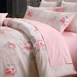 Bedding Sets 4 Pcs Egyptian Cotton Satin Set Country Style Small Broken Flower Series 1.5M Bed Sheet Quilt Cover Pillow Case