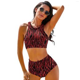 Women's Swimwear Glitter Zebra Pattern Bikini Swimsuit Trendy Animal Print High Waist Sexy Stylish Set Female Push Up Beachwear