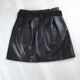 Skirts Women Black Matte Faux Leather Mini With Pocket Ladies Chic Back Zip PU Short Skirt Bandage Summer Custom