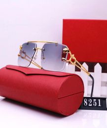 Fashion Men Sunglasses Sunshade glasses Leopard Head Composite Metal Rimless Optical Frame Classic Rectangle Square Gold8972927