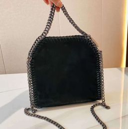 Stella Mccartney mini falabella tote bag woman metallic sliver black tiny shopping women Handbag leather crossbody Commuter Bag B7E6