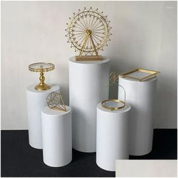 Party Decoration Cylinder Dispaly Pedestal Stand White 5Pcs Cake Iron Circar Column For Wedding Drop Delivery Dhco0