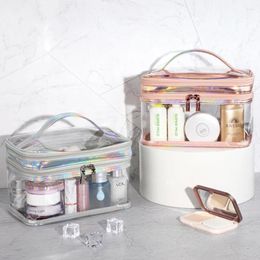 Storage Bags Basedidea PVC Cosmetic Bag Double Large Capacity Transparent Zipper Makeup Waterproof Travel Toiletries