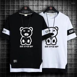 Men's T Shirts T-shirt For Men Short Sleeves Male Korean Style Streetwear Print Harajuku Oversize Shirt Casual Clothing Sleeve Tops