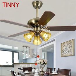 Ceiling Fan Light Modern Simple Lamp With Straight Blade Remote Control For Home Living Room