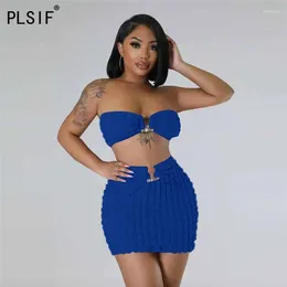 Work Dresses Fashion Tube Top Sleeveless Bra And High Waist Slim Skirt Summer Pool Party Sexy Spice Women's Suit