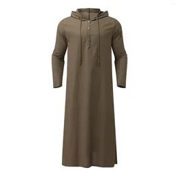 Ethnic Clothing Muslim Robe Comfortable Caftan Men Long Sleeve Traditional Breathable Eid Middle East Jubba Thobe Arab