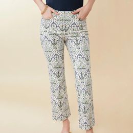 Women's Pants Women Spring Summer Flared Elastic Waistband Plaid/Floral/Geometric Pattern Print Slim Fit Bell-bottom