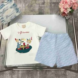 Top baby Clothes Child Sets kids Summer Tracksuits Size 100-150 CM 2pcs Cartoon letter character pattern T-shirt and logo printed shorts June19