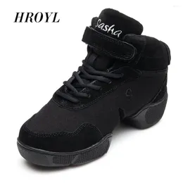 Dance Shoes HROYL Wholesale Brand Men And Women Modern Sport Jazz Hip Hop Sneakers Black Color B57