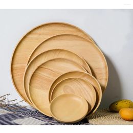 Plates Rubber Wood Pan Plate Fruit Dishes Saucer Tea Tray Dessert Dinner Bread Japanese Round