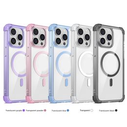 Magnetic Wireless Charging Shockproof Cases For Iphone 15 Pro Max 14 Plus 13 12 Samsung S24 Ultra S23 FE S22 Clear Hard Plastic TPU Hybrid Hit Magnet Phone Back Cover