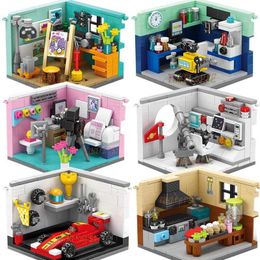 Blocks New Dream Home Racer Car Doctor Painter Musician Scientist Pastry Chef Camera Astronaut Building Block Set Brick Model Toy WX