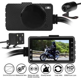 Sports Action Video Cameras Motorcycle Dashcam Full HD Dual 1080P Motorcycle DVR All Waterproof Moto Camera 3-inch Front and Rear Camera Recorder J240514