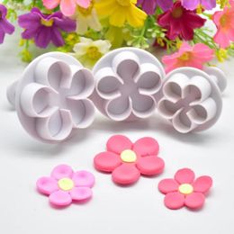 Baking Moulds DIY Blossom Cake 3-Pack Flower Plunger Cookie Cutter Fondant Plastic Decorating Tools Accessories