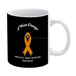 Mugs I Wear Orange For Amniotic Band Awareness Ribbon White Mug Vintage Unisex Size Am