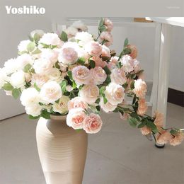 Decorative Flowers 65cm Silk Peony Artificial Bouquet 2 Big Head And 1 Bud Fake For Home Wedding Decoration Indoor Stage Diy Decor