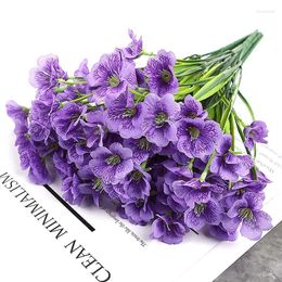 Decorative Flowers 3Pcs Delicate Fake Flower Violet Cloth Art Living Room 5 Heads Wedding Decoration High Quality Artificial