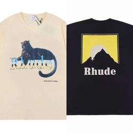 RH Designers Mens Rhude Embroidery T Shirts for Summer Tops Letter Polos Shirt Womens Tshirts Clothing Short Sleeved Large Plus 100% Co s rhudes