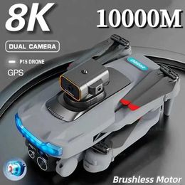 Drones New P15 Drone Professional 8K GPS Dual Camera Obstacle Avoidance Brushless Motor 5G Optical Flow Positioning RC 10000M 2024 B240516