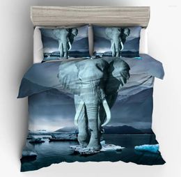 Bedding Sets 3 Pieces African Elephant Set Glacier Nature Duvet Cover Microfiber Fabric 3PCS Bedclothes With Pillowcase
