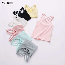 Summer T Shirt For Girls Candy Colour Children Tops Teenage Clothes Cotton Kids T-shirts 1-14years Camisole Baby Undershirt L2405