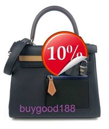 Top Ladies Designer eKolry Bag 25 Colormatic Blue Black Chai Gold Leather Hardware NEW