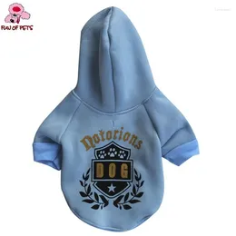 Dog Apparel Fashion Autumn & Winter Stylish Light Blue Badge Pattern Clothes T-shirt With Hoodie For Pets Dogs Puppy Clothing