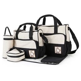 Diaper Bags Fashion Five Piece Mommy Bag suit One Shoulder Oblique Straddle Mother Baby Bun high-capacity Mother Bag Diaper Bag Y240515