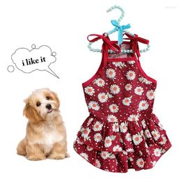 Dog Apparel Dress Cotton Flower Elegant Soft Puppy Cat Clothes Pet Party Costume Dresses Floral Skirt
