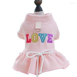 Dog Apparel Pink Hoodies Dress Cute Warm Cat Clothes Autumn Spring Clothing Puppy Sweatshirt Skirt For Small Dogs Chihuahua York