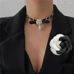 Brooches Wedding Party Luxury Camellia Flower Brooch Pearl Collar Pins For Women Fashion Accessories