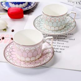 Mugs Bone China Golden Rattan Plaid Coffee Cup Ceramic Tea Black Dish Animal Tablewar Set Wedding And Housewarming Gifts