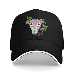 Ball Caps Greyhound Whippet Day Of The Dead Sugar Skull Dog Baseball Cap Men Hats Women Visor Protection Snapback