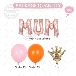 Party Balloons 1set BEST MOM Foil Balloons Garland Arch Kit For Happy Mothers Day Crown Aluminium Foil Balloons Helium Air Globos Supplies