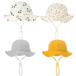 Caps Hats Baby Boys and Girls Summer Bucket Hat Soft Cotton Panama Childrens Infant and Toddler Hat Outdoor Beach Sun Hat Baby Fisherman Hat WX