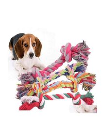 Dog Toys Chews Pets Dog Cotton Chews Knot Toys Colorf Durable Braided Bone Rope High Quality Supplies 18Cm Funny Dogs Cat Toy Wll53339085
