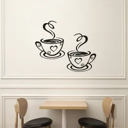 Wall Stickers Home Coffee Shop Sticker Two Cup Decals Lettering Art Words Murals Decor Living Room