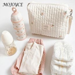 Cosmetic Bags Quilted Mummy Storage Bag Embroidery Mommy Handbag Large Capacity Cotton Portable Soft Warm Cartoon Shape For Baby Accessory