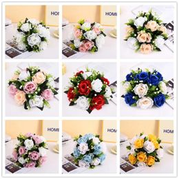 Decorative Flowers 1PC Artificial Flower Ball Plastic Green Base Silk Cloth Table Centerpieces For Wedding Decor Party Road Lead Bouquets