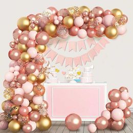 Party Balloons Rose Gold Garland Balloons Rose Gold Chrome Ballons Arch Kit with Confetti Balloon Baby Shower Birthday Wedding Party Decor Kids